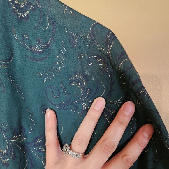 Vintage Pride & Joy Teal Paisley Kimono Blouse Tunic Size 12P Button Up Layering - Picture 6 of 12